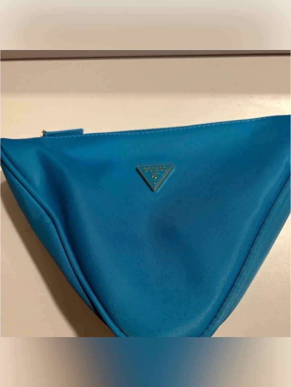 GUESS Turquoise Triangle Logo Wristlet Clutch